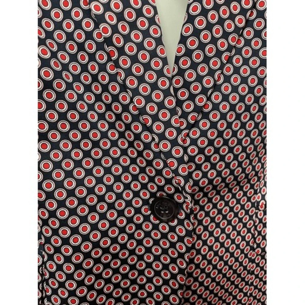 Michael Kors Blazer Size 14 Red‎ White Blue Dots Spring Tailored Business Office